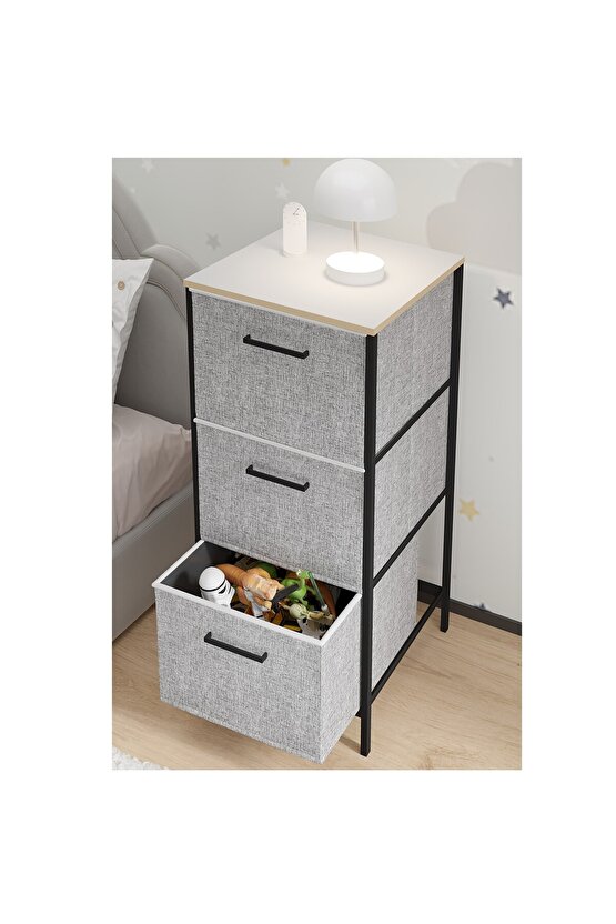 Çocuk Dolabı 3 Çekmeceli Büyük Boy Komodin Sehpa