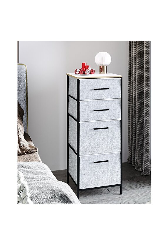 Çok Amaçlı Dolap 4 Çekmeceli Komodin Sehpa