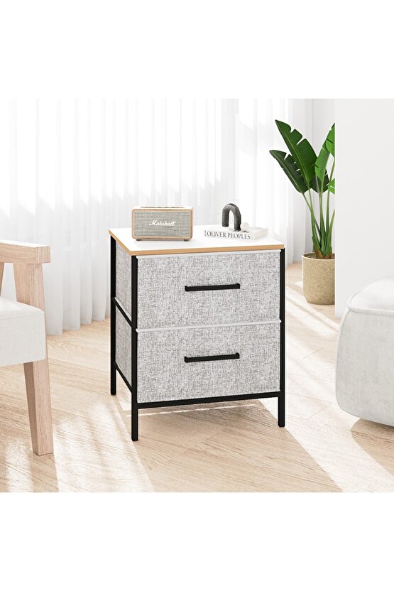 2 Çekmeceli Çok Amaçlı Dolap Komodin Sehpa