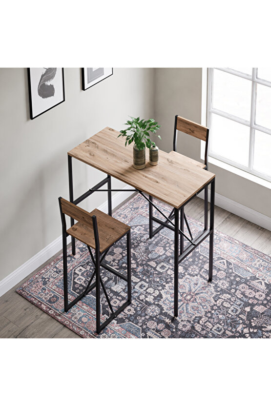 Gzl Bar Masa Bar Sandalye Yemek Masa Sandalye Takımı Çam 1579