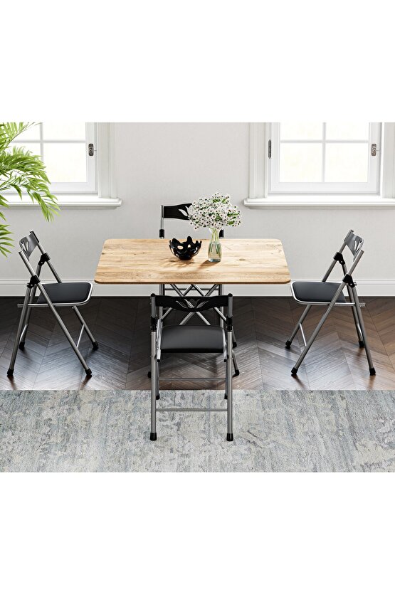 Katlanır Mutfak Masa ve 4 Adet Sandalye Takımı 60x90