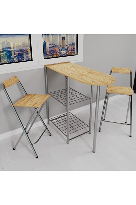 Mutfak Bar Masa Sandalye Takımı Katlanır Bar Sandalye 2 Kişilik Mutfak Masası