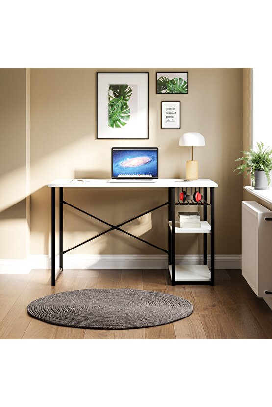 Çalışma Masası Telli Raflı Ofis Laptop Bilgisayar Masası