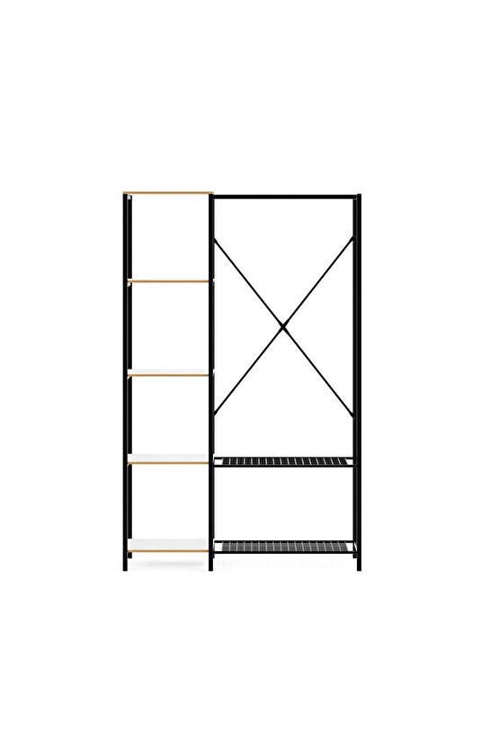 Çok Amaçlı Metal Ayaklı Raflı Dolap Ayakkabılık Portatif Portmanto Gardırop