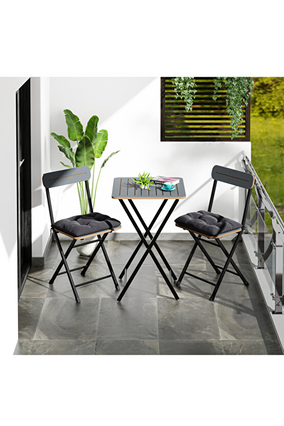 Bistro Takım Minderli Bahçe Masa Sandalye