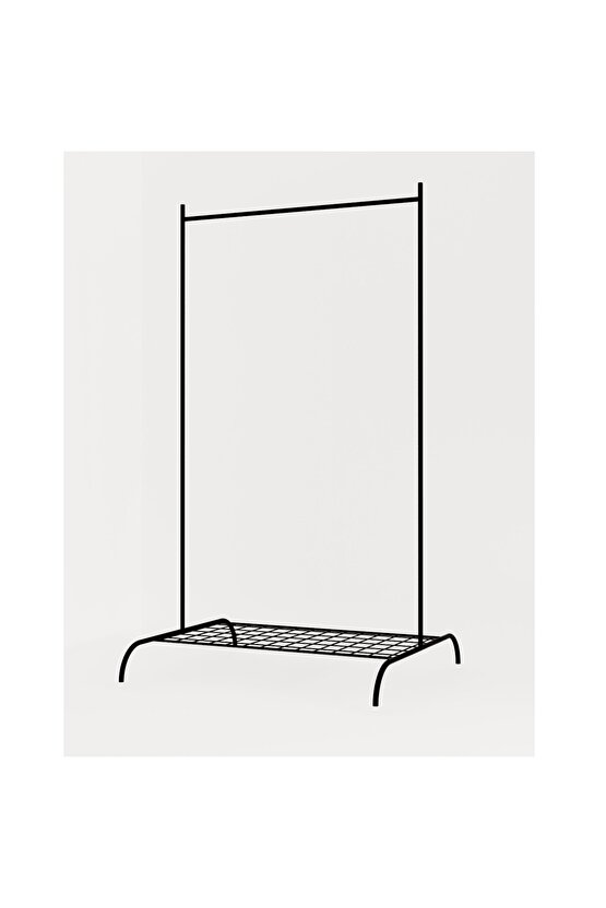 Konfeksiyon Askısı Metal Raflı Askılık Ayaklı Kıyafet Askılığı