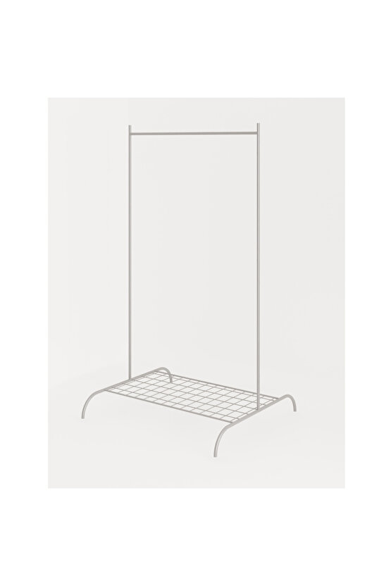 Konfeksiyon Askısı Metal Raflı Askılık Ayaklı Kıyafet Askılığı