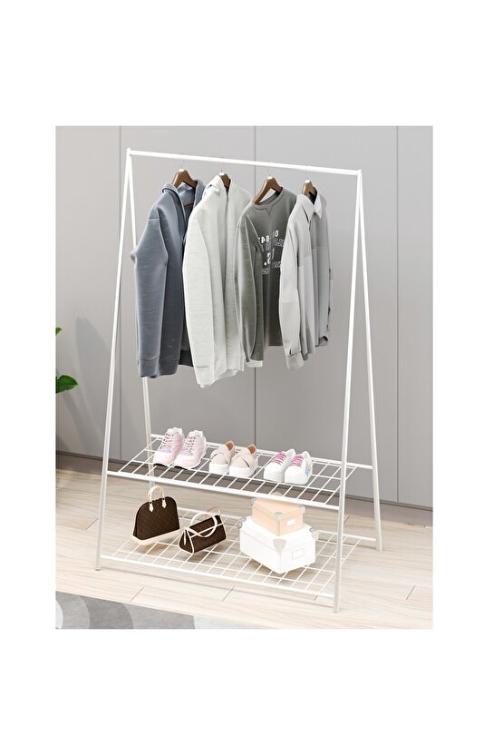 Konfeksiyon Elbise Askılık Iki Raflı