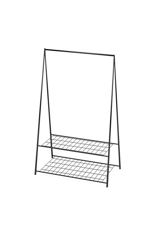 Konfeksiyon Elbise Askılık Iki Raflı  Siyah 1537
