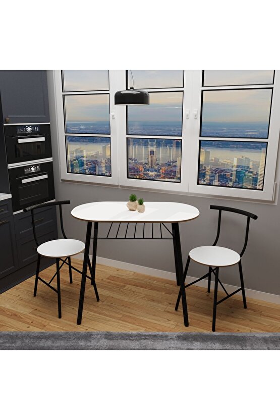 Masa Sandalye Takımı 2 kişilik Mutfak Masa Seti Beyaz 1102