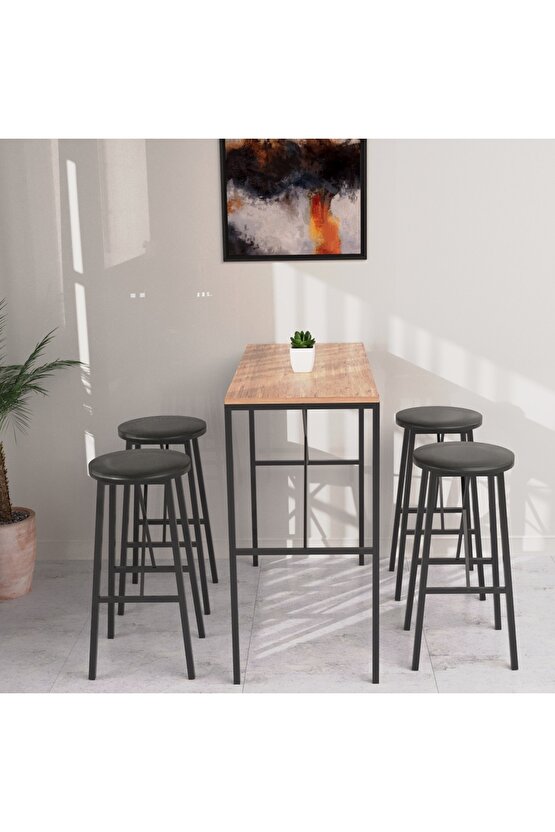 4 Kişilik Bar Masa Bar Tabure Takımı Mutfak Masası Bar Tabure Takım 1306