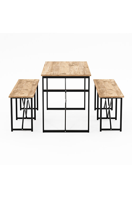 Masa Takımı Bench Bank Masa Seti 120x60 Masa Mutfak Masası Yemek Masası 1224
