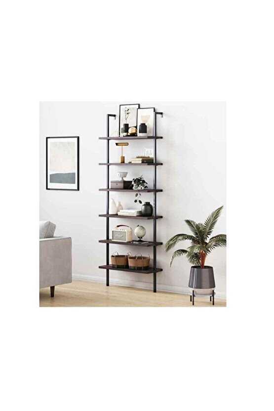 Kitaplık Duvar Rafı Metal Kitaplık Mobilya 6 Katlı 1073