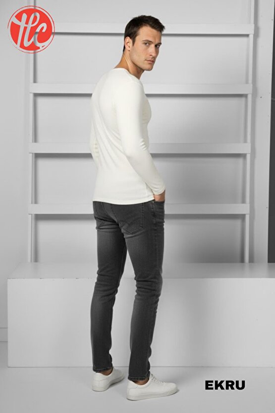 2518 Erkek O Yaka Uzun Kollu Üst Termal Sıcak Tutan İçlik