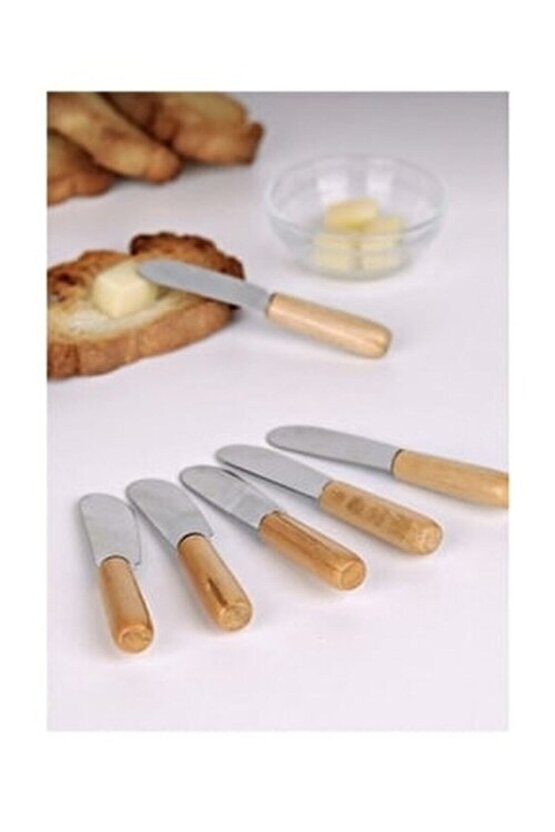 6 Parça Bambu Saplı Kahvaltılık Tereyağ Reçel Bıçağı,6lı Kahvaltılık Bıçak Seti BSN3-41F