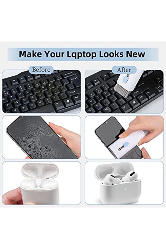 Klavye Için 7si 1 Arada Temizlik Fırçası, Klavye Temizleme Seti, Çok Fonksiyonlu, Bilgisayar Klavy