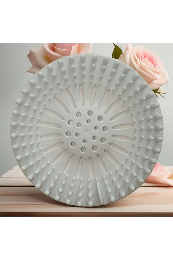 Lavabo Süzgeci Kaymaz Yuvarlak Silikon Süzgeç Kırık Beyaz