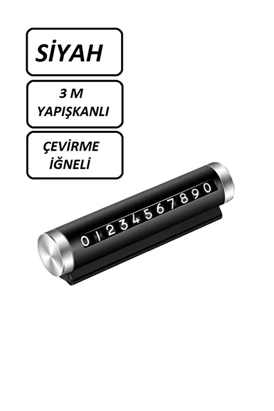 Alüminyum Çevirmeli Araç İçi Park Telefon Numaratörü Parkmatik (Siyah) Tüm Araçlara Uyumlu