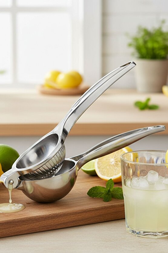 Paslanmaz Çelik Lüx Limon Sıkacağı Metal Press Meyve Sıkacağı