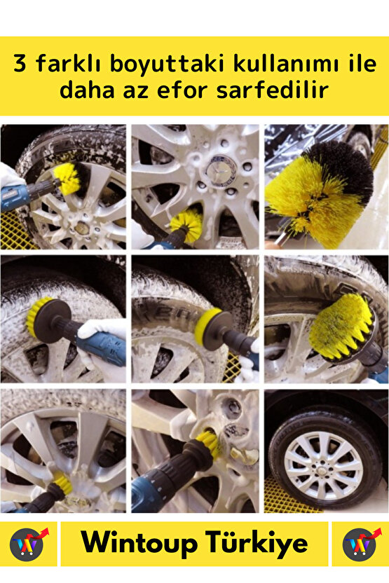 Çok Fonksiyonlu Banyo Temizleme Fırçası ve Matkap Ucu Seti 3lü