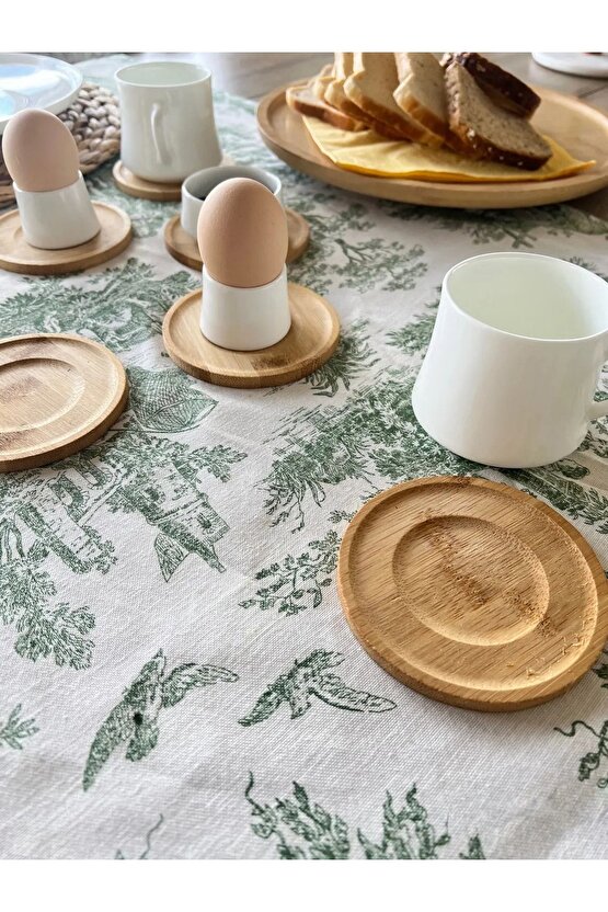 6lı Yuvarlak Doğal Bambu Bardak Altlığı - Çay Ve Fincan Altlığı Seti