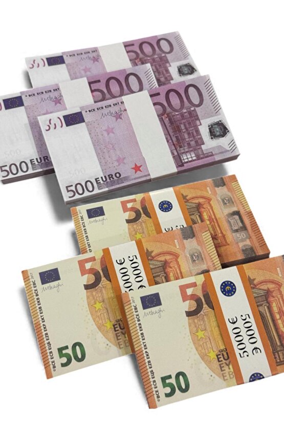Eğlencelik 6 Deste Euro Seti – 3 Deste 500 € ve 3 Deste 50 € Şaka Parası, Düğün Atma, Parti, Film