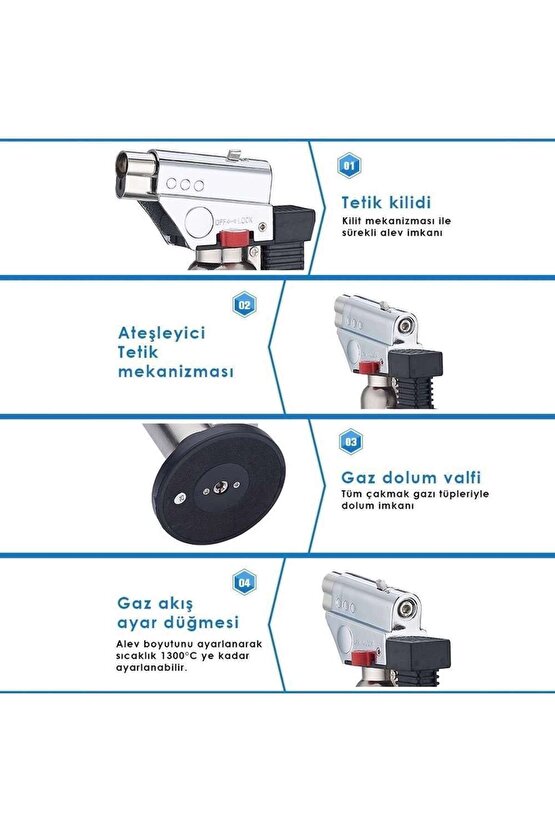 Metal Gövdeli Dolduralabilir Profesyonel Pürmüz Çakmak Jet