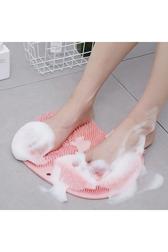 Pratik Silikon Vantuzlu Banyo Fırçası Masaj Pedi Sırt Ayak Kesesi Yıkama Aleti | Sırt Lifi Ayak Matı