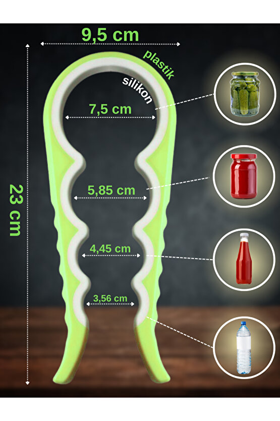Konserve Kavanoz Şişe Açacağı Kavanoz Kapağı Açma Aparatı 4 Boy Soslar ve Plastik Şişeler İçin Açıcı