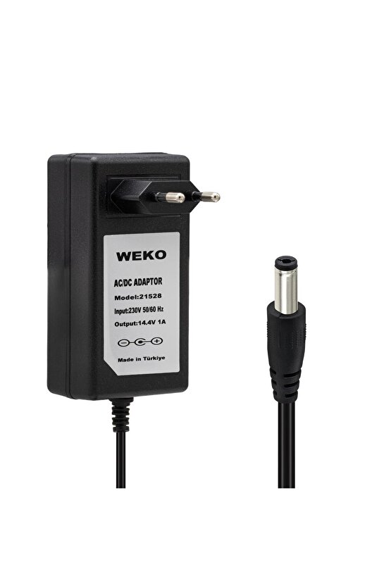 Weko 14.4 Volt - 1 Amper 5.5*2.5 Uçlu Plastik Işıklı Kasa Priz Tip Adaptör