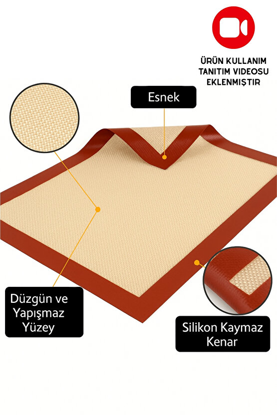 Silikon Fırın Matı – Yanmaz, Yapışmaz, Yıkanabilir, Tekrar Kullanılabilir Pişirme Matı