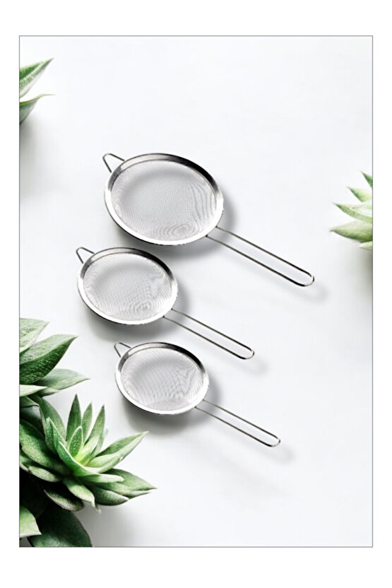 Çay Süzgeci Paslanmaz Metal Çay Süzgeci Bitki Çayı Demleme Süzgeç Çok Amaçlı 3 Lü Set