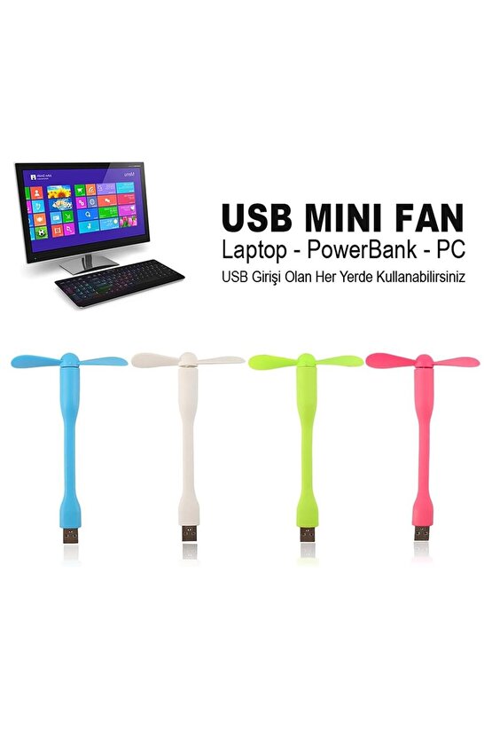 PM-20579 Taşınabilir Esnek USB Mini Fan Vantilatör (PowerBank - Laptop)