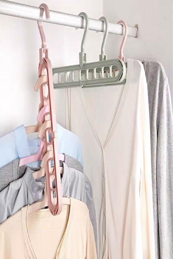 Askı Çoğaltıcı 9 Gözlü Katlanabilir Elbise Askısı Düzenleyici Yatay Dikey Kullanım Organizer 1 ADET