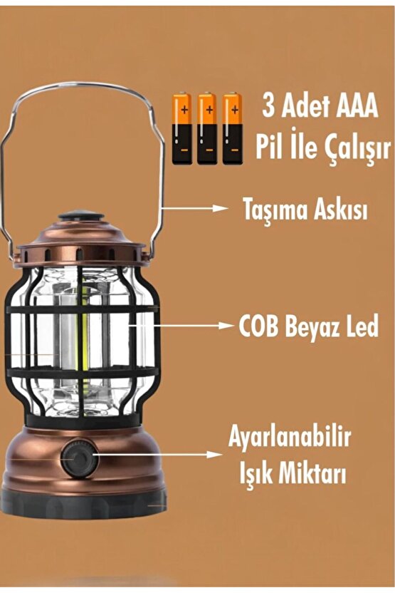 3xAA Pil ile Çalışan Çok Amaçlı Kamp Lambası – El Feneri ve Fener Fonksiyonlu