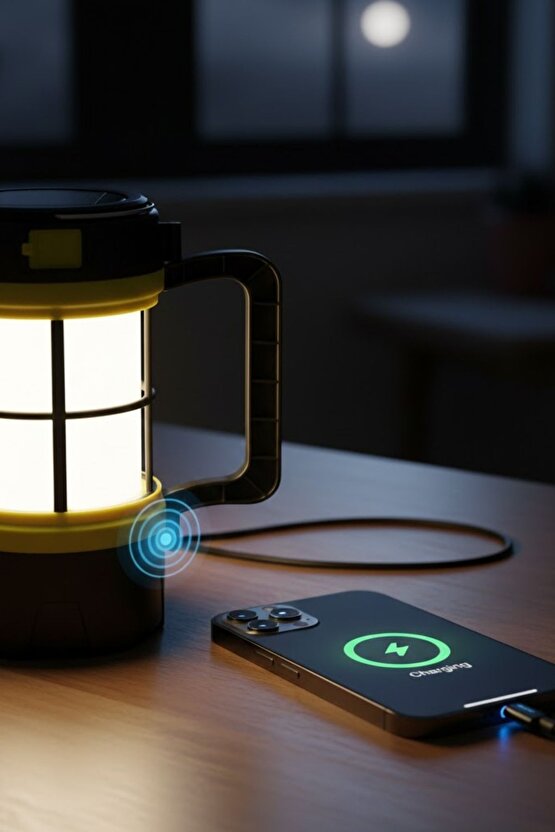 7 Farklı Mod Powerbank Özellikli Solar Kamp El Feneri Işıldak - Kırmızı Beyaz Led