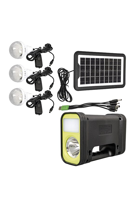 Solar Panelli 3 Ampullü Işıldak Fener – Güneş Enerjili Çoklu Aydınlatma Seti(AÇIKLAMA OKUYUNUZ)