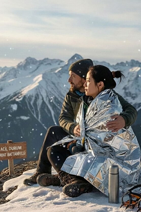 Acil Durum Hayat Battaniyesi Örtüsü Sıcak Soğuk Tutar Termal Battaniye - Yer Kaplamaz