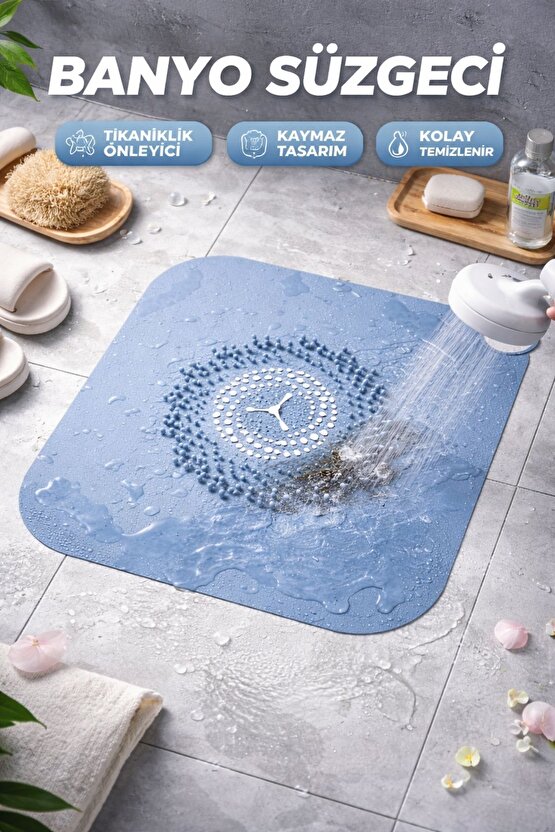 Silikon Duş Gideri Süzgeci – Saç Tutucu Tıkanıklık Önleyici Kaymaz Gider Kapağı Banyo Yer Süzgeci