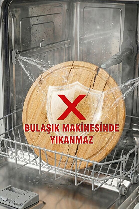 26 Cm Doğal Bambu Yuvarlak Kesme Tahtası, Sunum, Pizza ve Steak Tabağı