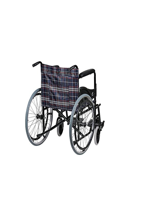 Katlanabilir Refakatçi Frenli Ekose Manuel Tekerlekli Sandalye