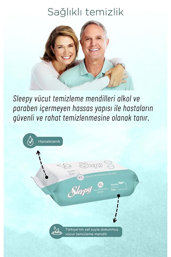 Hasta Vücut Temizleme Islak Mendil Havlu 50 Yaprak XL (6 Lı Set)