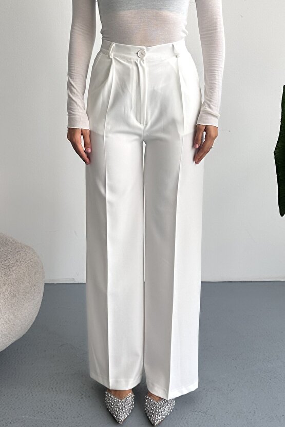 Kadın Palazzo Pantolon Oversize Orjinal Kesim - Yüksek Bel Geniş Paça Ofis ve Günlük Şık