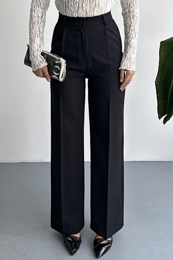 Kadın Palazzo Pantolon Oversize Orjinal Kesim - Yüksek Bel Geniş Paça Ofis ve Günlük Şık