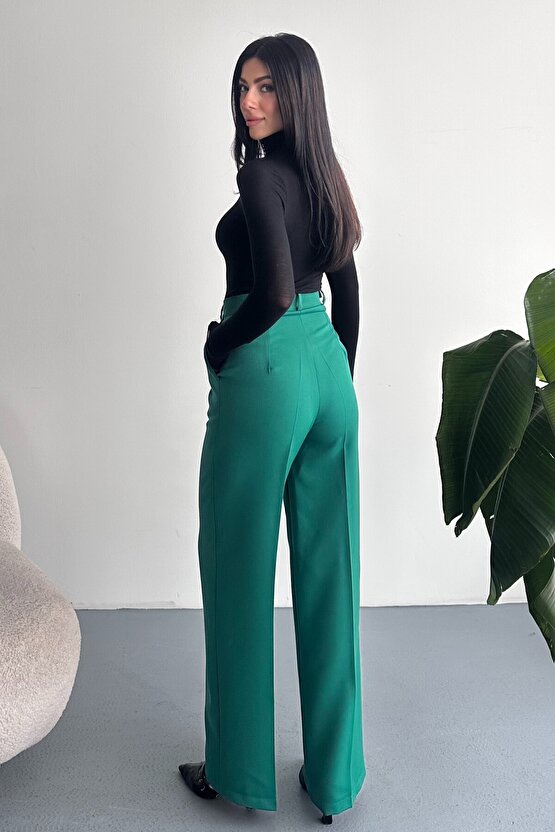 Kadın Palazzo Pantolon Oversize Orjinal Kesim - Yüksek Bel Geniş Paça Ofis ve Günlük Şık