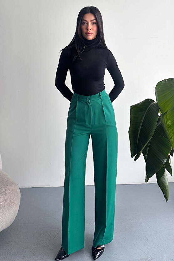 Kadın Palazzo Pantolon Oversize Orjinal Kesim - Yüksek Bel Geniş Paça Ofis ve Günlük Şık