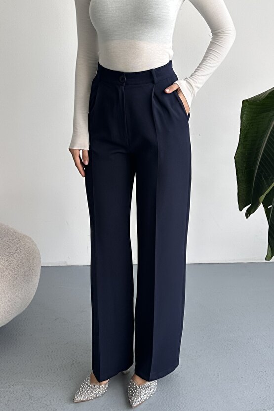 Kadın Palazzo Pantolon Oversize Orjinal Kesim - Yüksek Bel Geniş Paça Ofis ve Günlük Şık