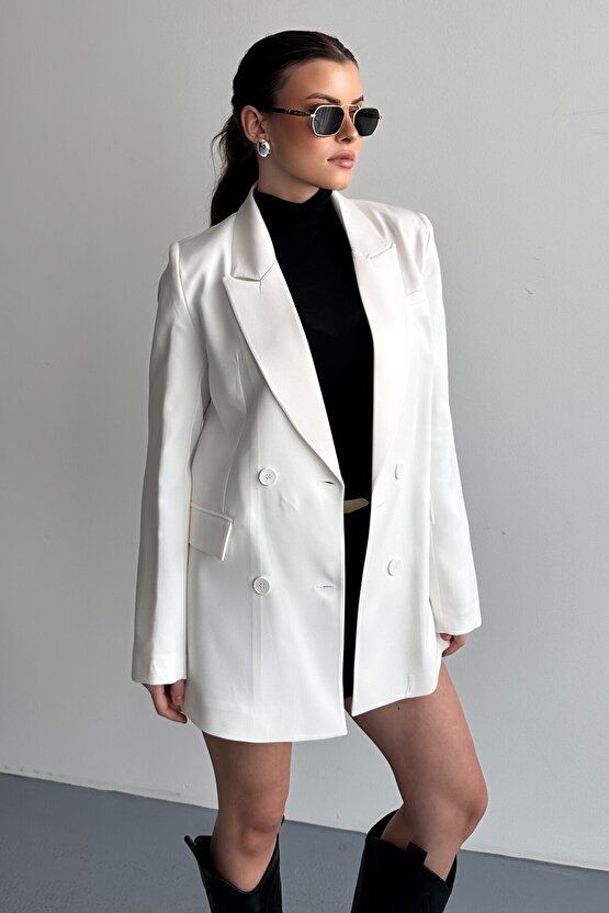 Kadın Düğme Detaylı Oversize Blazer Ceket