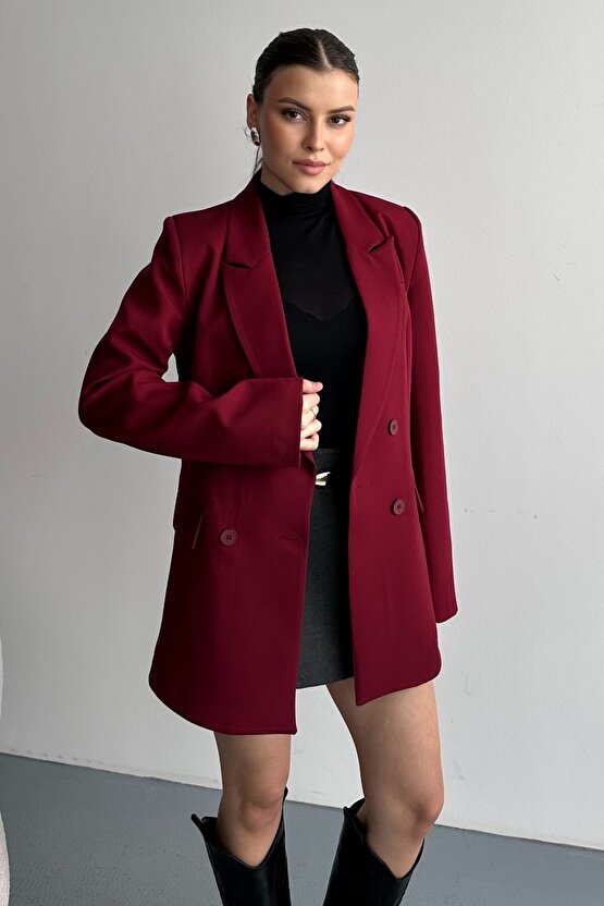Kadın Düğme Detaylı Oversize Blazer Ceket