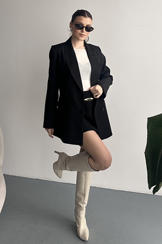 Kadın Düğme Detaylı Oversize Blazer Ceket